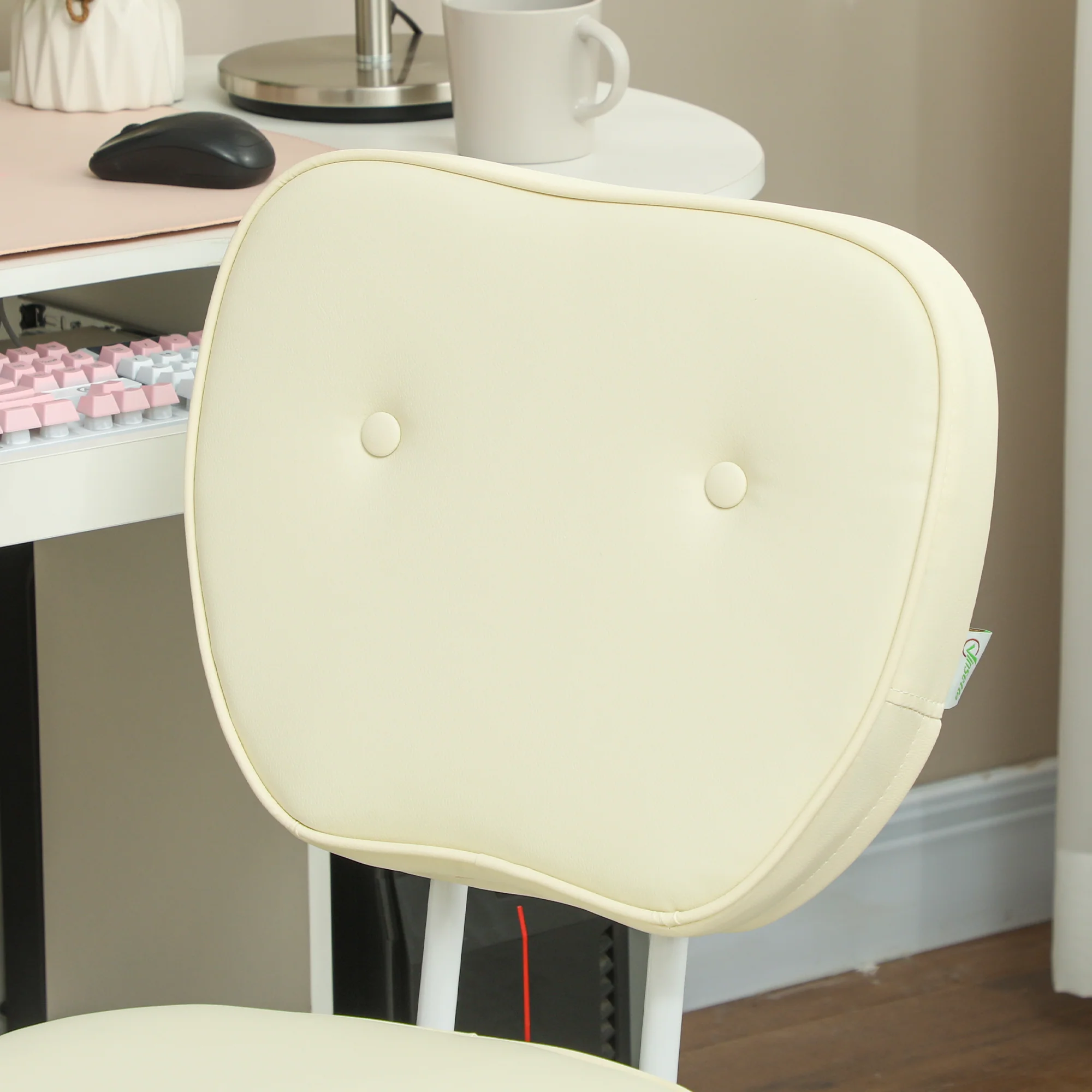 Vinsetto Vanity Task Chair With Adjustable Height, Armless - Cream/Blue - Image 9