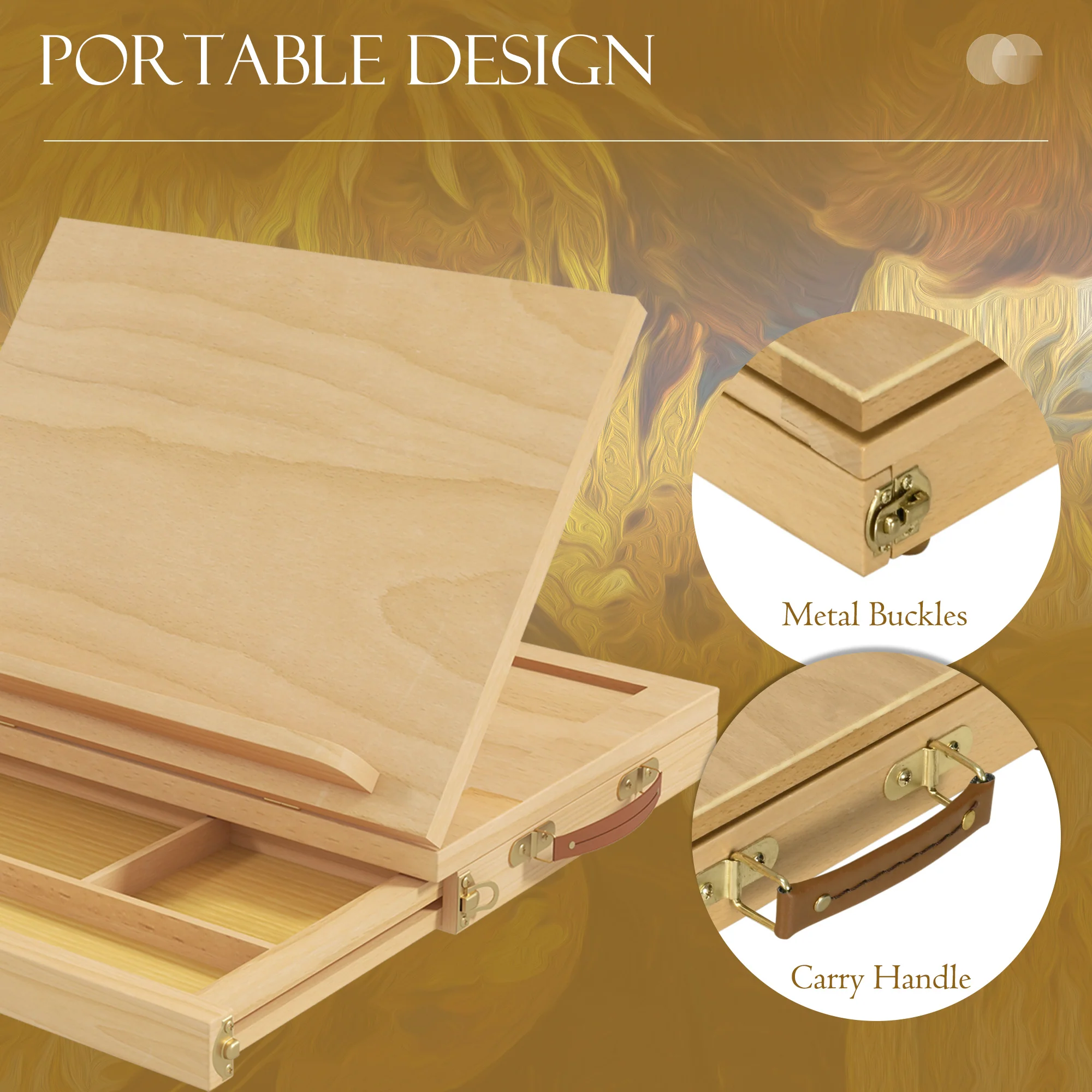 Vinsetto Wooden Table Easel Box With Storage Portable Folding Artist Easel - Image 7