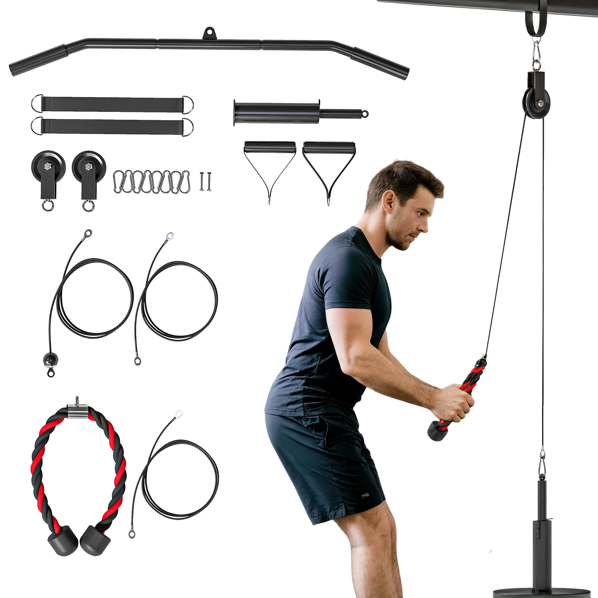Weight Cable Pulley System For Home Gym With Universal Loading Pin