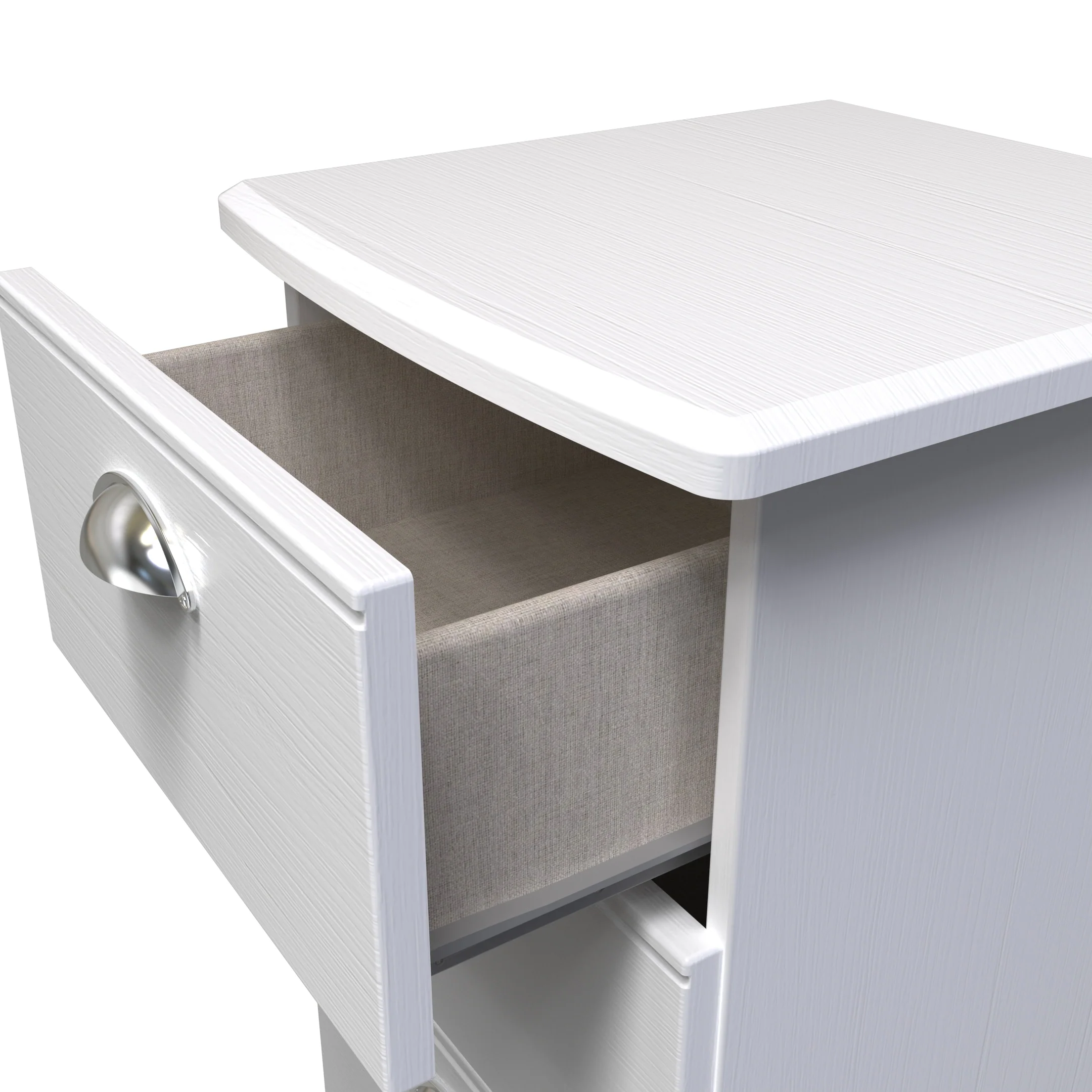 Westminster Ready Assembled 3 Drawer Bedside Cabinet in White Ash & Riviera Oak - Image 5