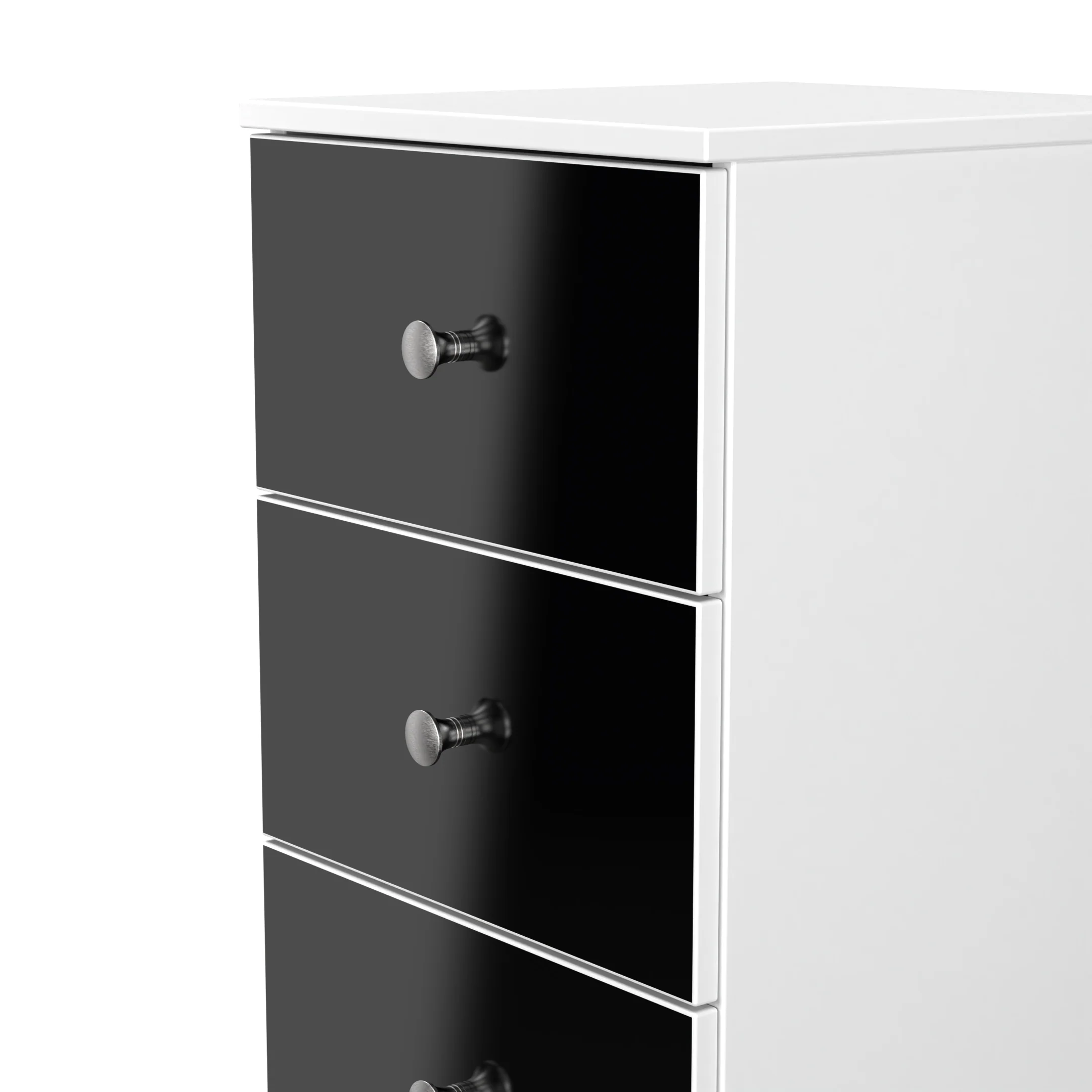 Yarmouth 5 Drawer Bedside Cabinet in Black & White Matt - Ready Assembled - Image 4