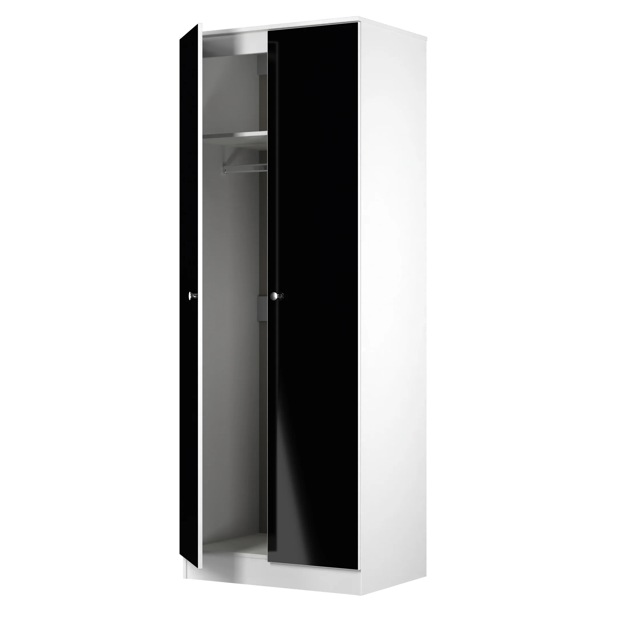Yarmouth Tall Plain Wardrobe in Black & White Matt - Ready Assembled - Image 5