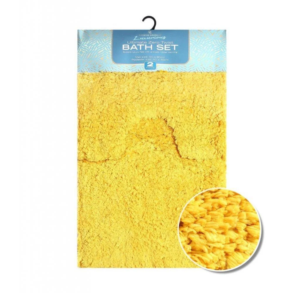 Zero Twist Bath Mat 2 Piece Set - Ochre