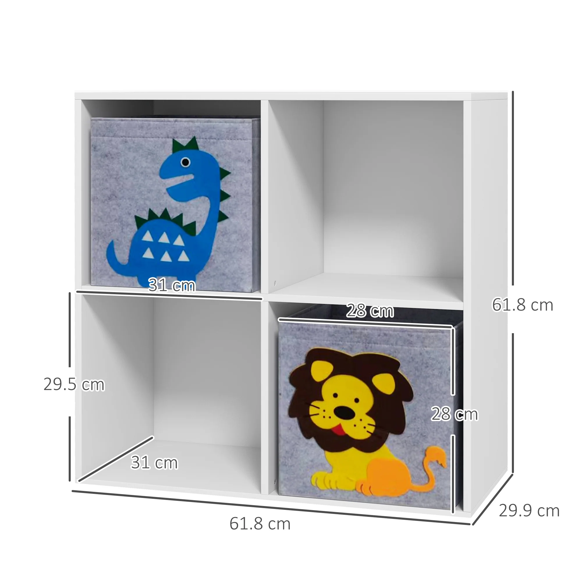 ZONEKIZ Toy Organiser with Two Non-Woven Fabric Drawers for Bedroom - White - Image 5